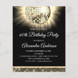 Budget Gold 60. Geburtstagsparty Disco Ball Flyer