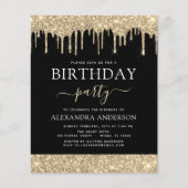 Budget Gold Black Glitzer jedes Alter Geburtstag (Vorderseite)