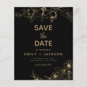 Budget Gold Black Modern Save the Date Floral Ann (Vorderseite)
