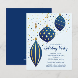 Budget Gold Blau Weihnachtsbaumschmuck Einladungen