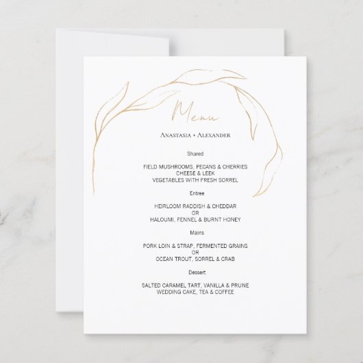 Budget Gold Bloral WEDDING MENU. (Vorderseite)