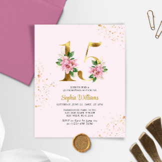 Budget Gold Blumenstrauß Einladung