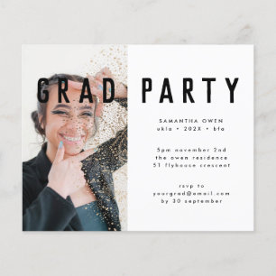 Budget Gold Botanicals Grad Foto Party Einladung Flyer