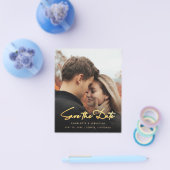 Budget Gold Calligraphy Foto Save the Date Card Flyer (Einzeln)