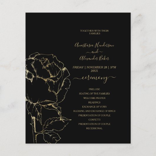 Budget Gold Classic Wedding Program Karte. Flyer (Vorne)