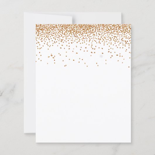 Budget Gold Confetti Glitzer Hochzeit Einladung (Rückseite)