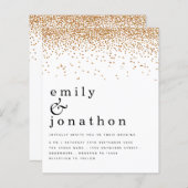 Budget Gold Confetti Glitzer Hochzeit Einladung (Vorne/Hinten)