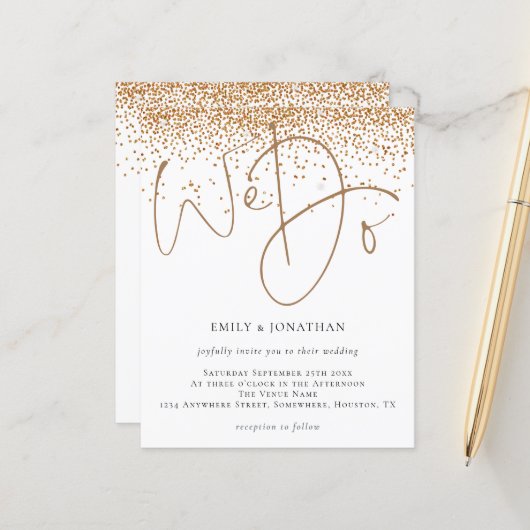 Budget Gold Confetti Glitzer Wir machen Hochzeit E (Vorderseite/Rückseite Beispiel)