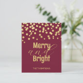 Budget Gold Confetti Red Christmas Card (Stehend Vorderseite)
