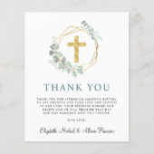 Budget Gold Cross Green Foto Taufe Vielen Dank (Vorderseite)