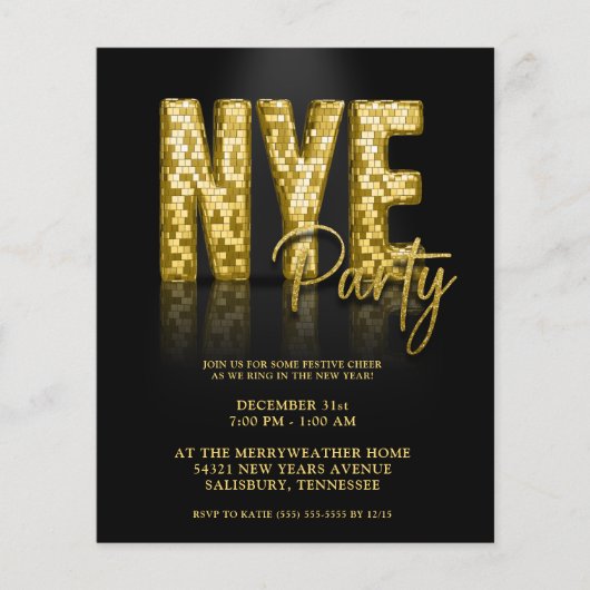 Budget Gold Disco Glitzer Silvester FLYER (Vorne)