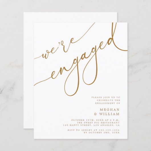 Budget Gold Elegant Wir sind Verlobte Engagement P (Vorne/Hinten)