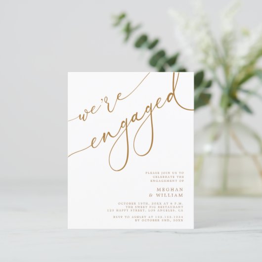 Budget Gold Elegant Wir sind Verlobte Engagement P (Stehend Vorderseite)