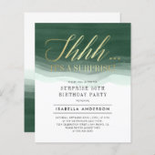 Budget Gold & Emerald Watercolor Überraschung Gebu (Vorne/Hinten)