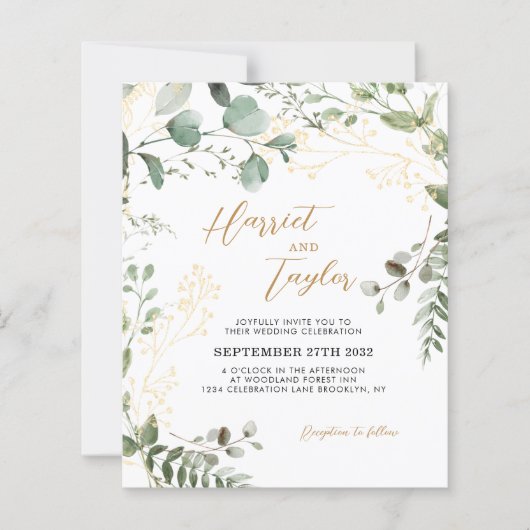 BUDGET Gold Eucalyptus Photo QR Code Wedding  (Vorderseite)