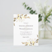 Budget Gold Eukalyptus Wedding Einladung (Stehend Vorderseite)