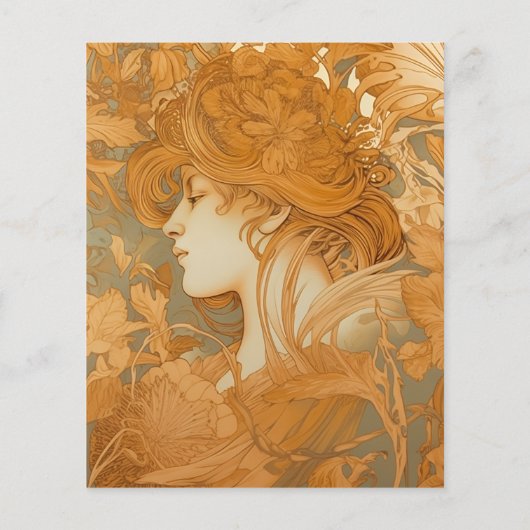 Budget Gold Floral Art Nouveau Hochzeit (Rückseite)