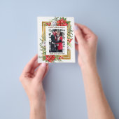 Budget Gold Floral Foto Weihnachtskarte Flyer (Gruppe)