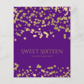 Budget Gold Foil Confetti Sweet 16. Einladung Lila Flyer (Hinten)