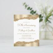 Budget Gold Foil Glitter 50th Anniversary Invite (Stehend Vorderseite)
