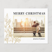 Budget Gold Foliage Foto Frohe Weihnachtskarte (Vorderseite)