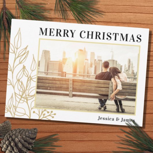 Budget Gold Foliage Foto Frohe Weihnachtskarte