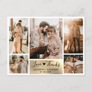 Budget Gold Foto Collage Hochzeit Vielen Dank Postkarte