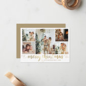 BUDGET Gold Frohe Weihnachts-Herz-Script 5 Foto Mitteilungskarte (Vorderseite/Rückseite Beispiel)