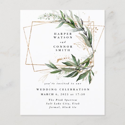 Budget Gold Geometric Eucalyptus Elegante Moss Flyer (Vorne)
