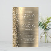 Budget Gold Glam Glitzer Hochzeitseinladung (Stehend Vorderseite)