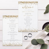 Budget Gold Glitter Confetti Wedding Program