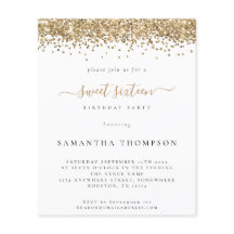 Budget Gold Glitzer 16 . Geburtstag Einladung