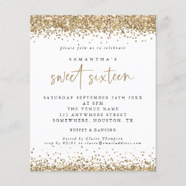 Budget Gold Glitzer 16 . Geburtstag Party Einladun