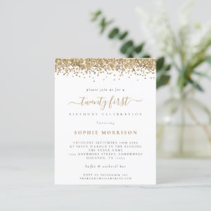 Budget Gold Glitzer 21. Party Einladung