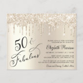 Budget Gold Glitzer 50. Geburtstagsparty Einladung (Vorderseite)