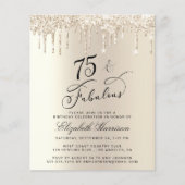 Budget Gold Glitzer 75. Geburtstag Einladung (Vorderseite)