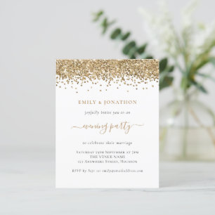 Budget Gold Glitzer Abend Hochzeit Einladung