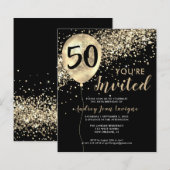 Budget Gold Glitzer Balloon Black 50. Geburtstag (Vorne/Hinten)