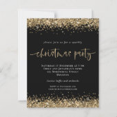 Budget Gold Glitzer Black Christmas Party Einladun (Vorderseite)
