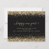 Budget Gold Glitzer Black Happy New Year Card (Vorderseite)