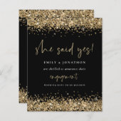 Budget Gold Glitzer Black Sie sagte ja Verlobung (Vorne/Hinten)