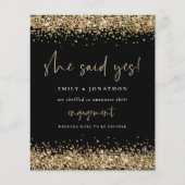 Budget Gold Glitzer Black Sie sagte ja Verlobung (Vorderseite)