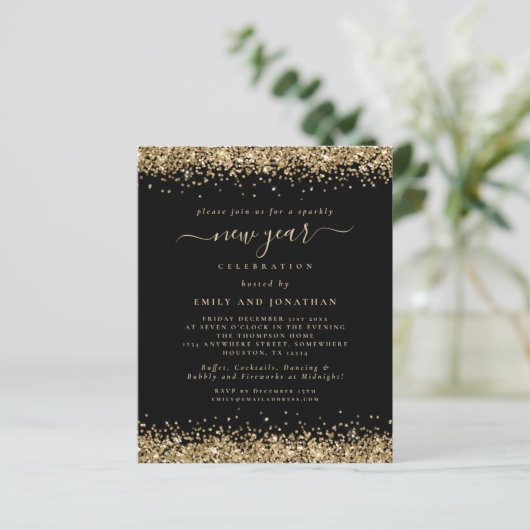 Budget Gold Glitzer Black Silvester Party (Stehend Vorderseite)