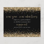 Budget Gold Glitzer Black Verlobung Ankündigung (Vorderseite)