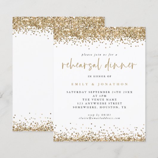 Budget Gold Glitzer Border Probe Dinner einladen (Vorne/Hinten)