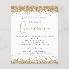 Budget Gold Glitzer Border Quinceanera Einladung
