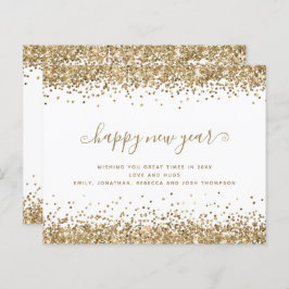 Budget Gold Glitzer Borders Happy New Year Card
