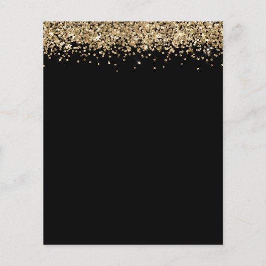Budget Gold Glitzer Brautparty Schwarze Einladung (Rückseite)