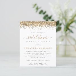 Budget Gold Glitzer Bridal Dusche Einladung