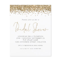 Budget Gold Glitzer Bridal Dusche Einladung